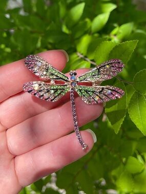 NEW! Unique Dragonfly Pin. Elegant Multicolor Dragonfly brooch (A2-79)